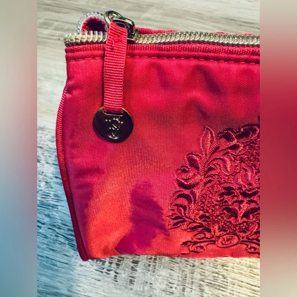 Victoria Secret Pink small satin cosmetic bag. With embroidered logo.